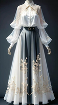 Elegant White Tulle Lace Appliques Long Sleeves Prom Dress A Line Evening Dress Y8514