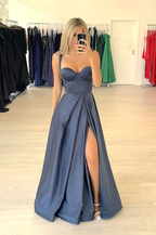 Sexy rückenfreies Spaghettiträger-A-Linien-Abendkleid in Volltonfarbe und bodenlanger Länge Y4930