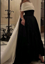 Vestidos de fiesta de satén blanco y negro de lujo con cola desmontable, vestido de noche para cóctel hecho a medida Y5025