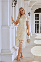 Vestido de noche corto estilo chino con bordado de manga corta para mujer, ideal para fiestas, bodas y compras SY28105 