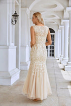 Vestido de dama de honor con escote en V, bordado, sin mangas, largo hasta el suelo, estilo sirena, para boda, fiesta, graduación, SY28110 