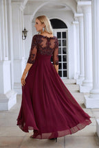 Vestido de noche de gasa con escote en V y tul bordado con lentejuelas para dama de honor, para graduación, boda, fiesta, SY28129 