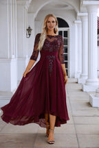 Vestido de noche de gasa con escote en V y tul bordado con lentejuelas para dama de honor, para graduación, boda, fiesta, SY28129 
