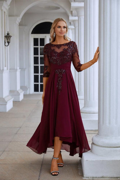 Women's Chiffon V Neck Tulle Embroidered Sequins Bridesmaid Evening Gown Prom Wedding Party Dress SY28129