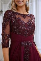 Vestido de noche de gasa con escote en V y tul bordado con lentejuelas para dama de honor, para graduación, boda, fiesta, SY28129 