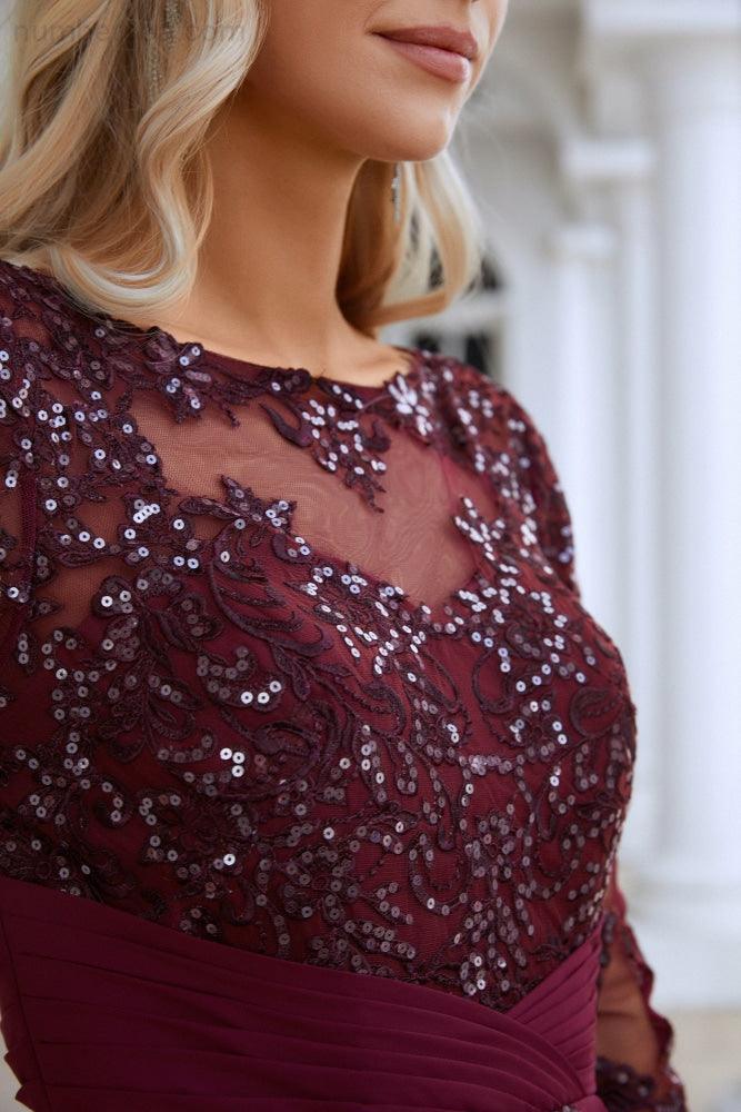 Women's Chiffon V Neck Tulle Embroidered Sequins Bridesmaid Evening Gown Prom Wedding Party Dress SY28129