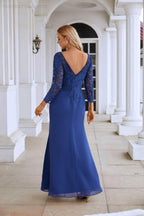 Vestido de dama de honor de gasa con escote en V, bordado, manga larga, abertura frontal, para boda, fiesta, graduación, noche, SY28130 