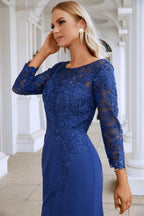 Vestido de dama de honor de gasa con escote en V, bordado, manga larga, abertura frontal, para boda, fiesta, graduación, noche, SY28130 
