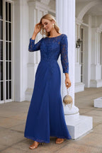 Vestido de dama de honor de gasa con escote en V, bordado, manga larga, abertura frontal, para boda, fiesta, graduación, noche, SY28130 
