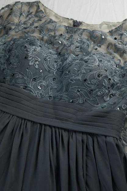 Damen Rundhals Langarm Spitze Chiffon Brautjungfer Abendkleid Abschlussball Hochzeit Abendkleid SY28114 