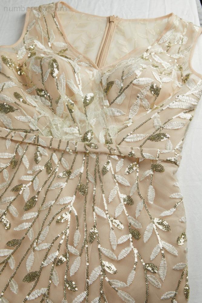 Damen V-Ausschnitt Stickerei Ärmellos Bodenlang Meerjungfrau Brautjungfer Abendkleid Hochzeit Party Abschlussball Abendkleid SY28110 