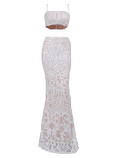 Vestido de novia blanco de dos piezas con corte sirena, vestido de novia sexy para playa Y1386