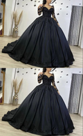 Schwarze Langarm Ballkleid Brautkleider Y5754