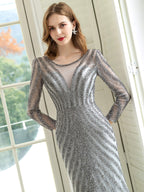 Mermaid / Trumpet Luxurious Sexy Formal Evening Dresses Prom Dresses Long Sleeves Bridesmaid Dresses