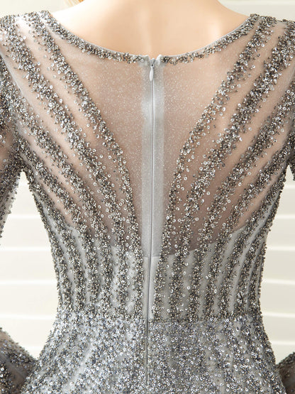 Mermaid / Trumpet Luxurious Sexy Formal Evening Dresses Prom Dresses Long Sleeves Bridesmaid Dresses