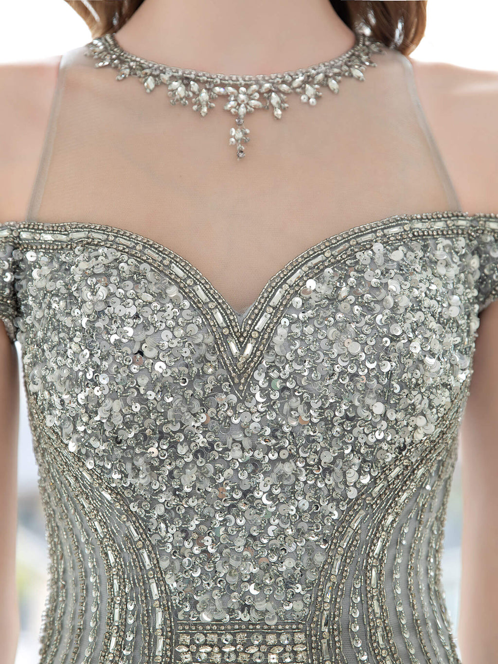 Vestidos de noche formales sexys de sirena/trompeta con brillo lujoso y mangas cortas 