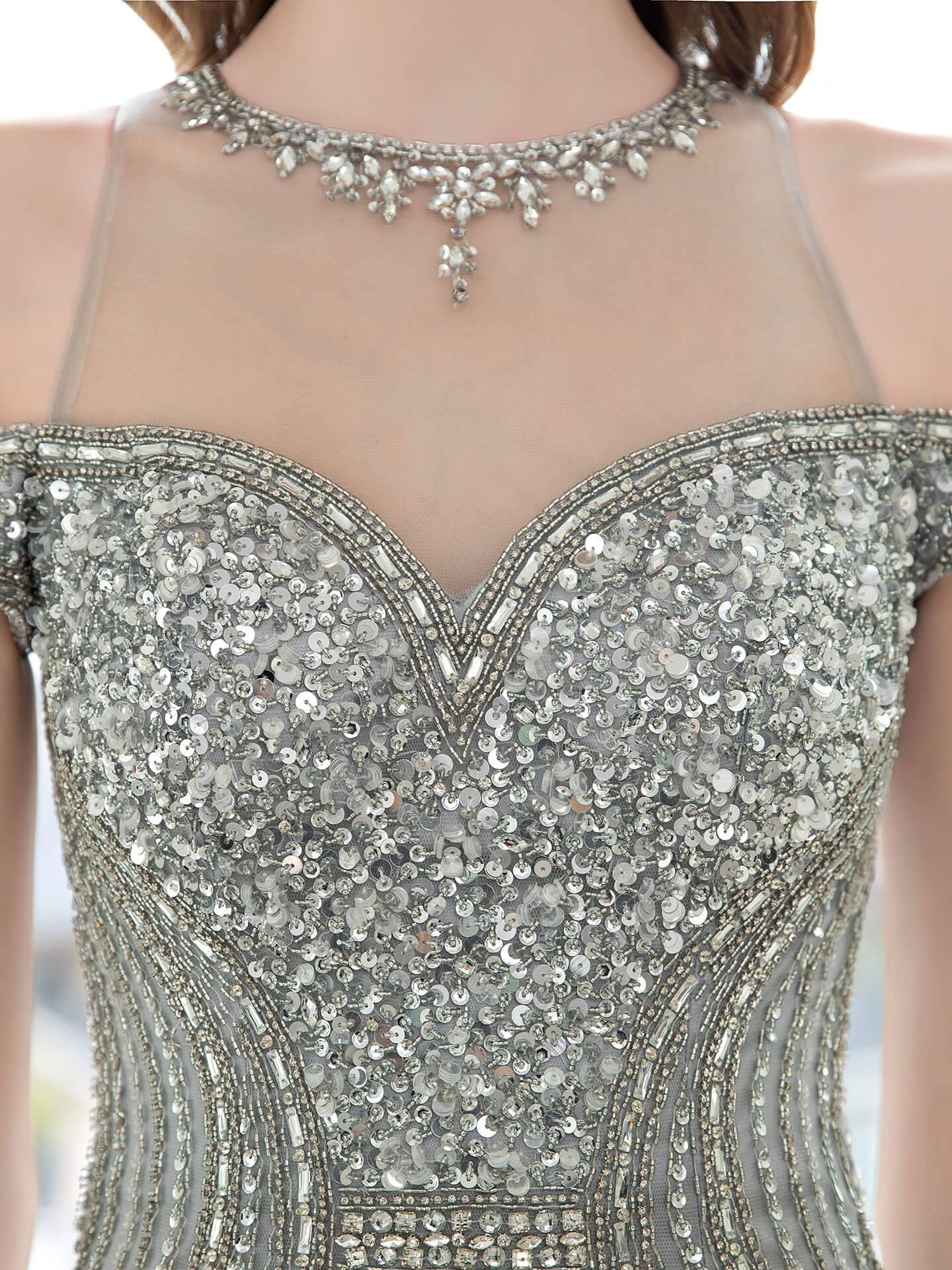 Vestidos de noche formales sexys de sirena/trompeta con brillo lujoso y mangas cortas 