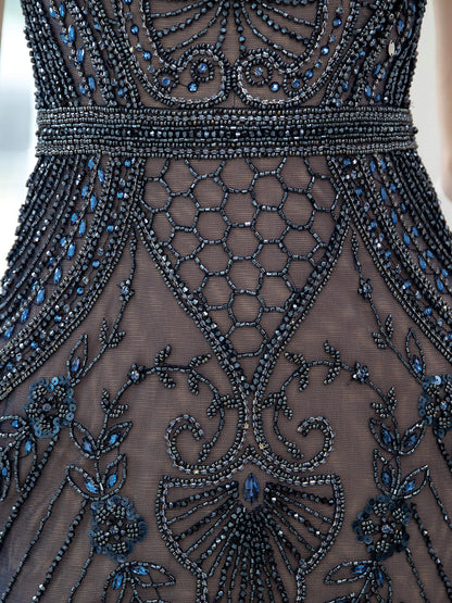 Mermaid / Trumpet Beaded Luxurious Sexy Formal Evening Dresses Cap Sleeveless Floor Length Prom Dresses