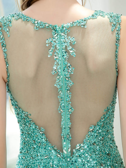 Mermaid / Trumpet Beaded Luxurious Sexy Formal Evening Dresses Sleeveless Floor Length Prom Dresses