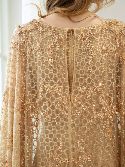 Mermaid / Trumpet Beaded Luxurious Fashion Formal Evening Dresses Long Sleeve Floor Length Prom Dresses