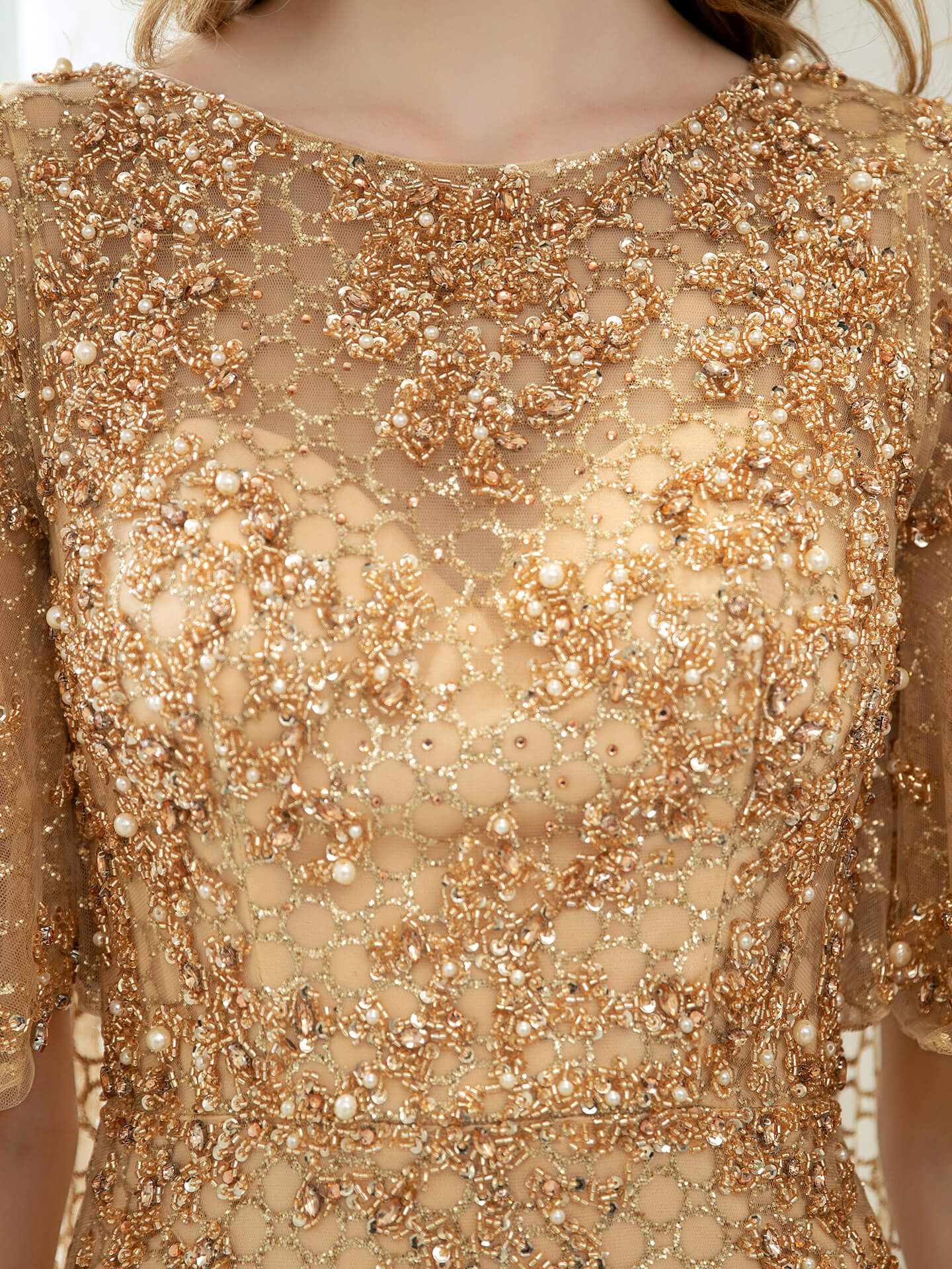 Mermaid / Trumpet Beaded Luxurious Fashion Formal Evening Dresses Long Sleeve Floor Length Prom Dresses