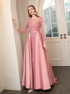 Mermaid / Trumpet Beaded Luxurious Sexy Formal Evening Dresses Long Sleeve Floor Length Prom Dresses