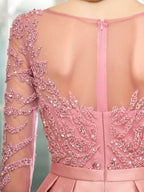 Mermaid / Trumpet Beaded Luxurious Sexy Formal Evening Dresses Long Sleeve Floor Length Prom Dresses
