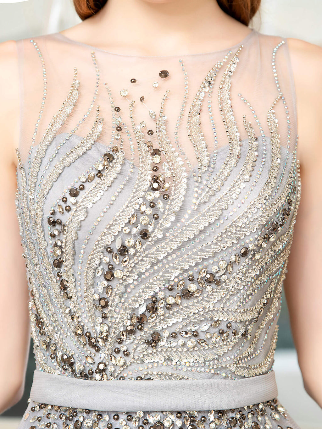 Vestidos de noche formales, lujosos, sexys, con cuentas y corte A, sin mangas, hasta el suelo, para fiesta de graduación 