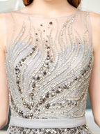 Vestidos de noche formales, lujosos, sexys, con cuentas y corte A, sin mangas, hasta el suelo, para fiesta de graduación 