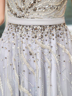 Vestidos de noche formales, lujosos, sexys, con cuentas y corte A, sin mangas, hasta el suelo, para fiesta de graduación 