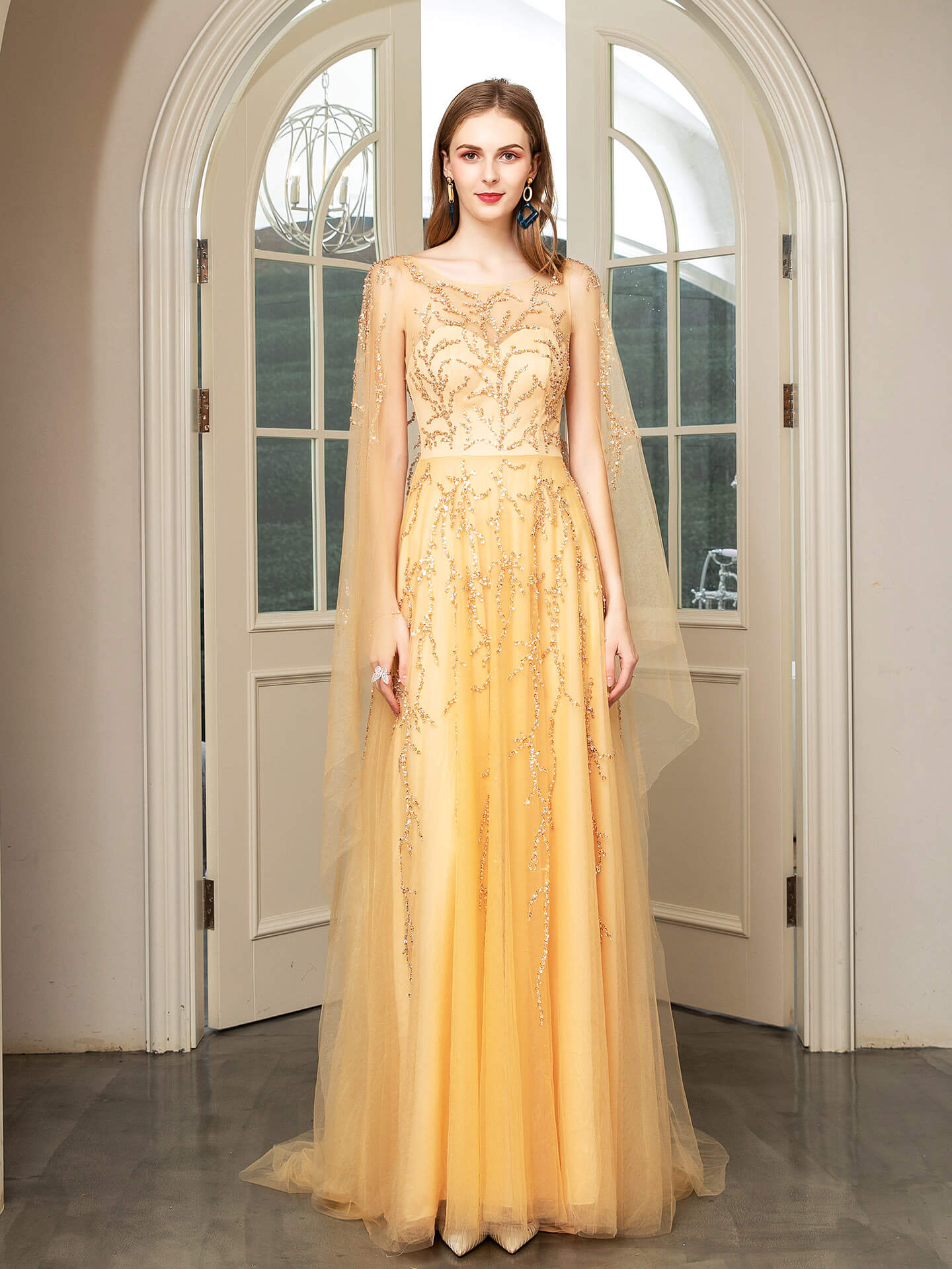 A-line Beaded Luxurious Fashion Formal Evening Dresses Sleeveless Floor Length Prom Dresses