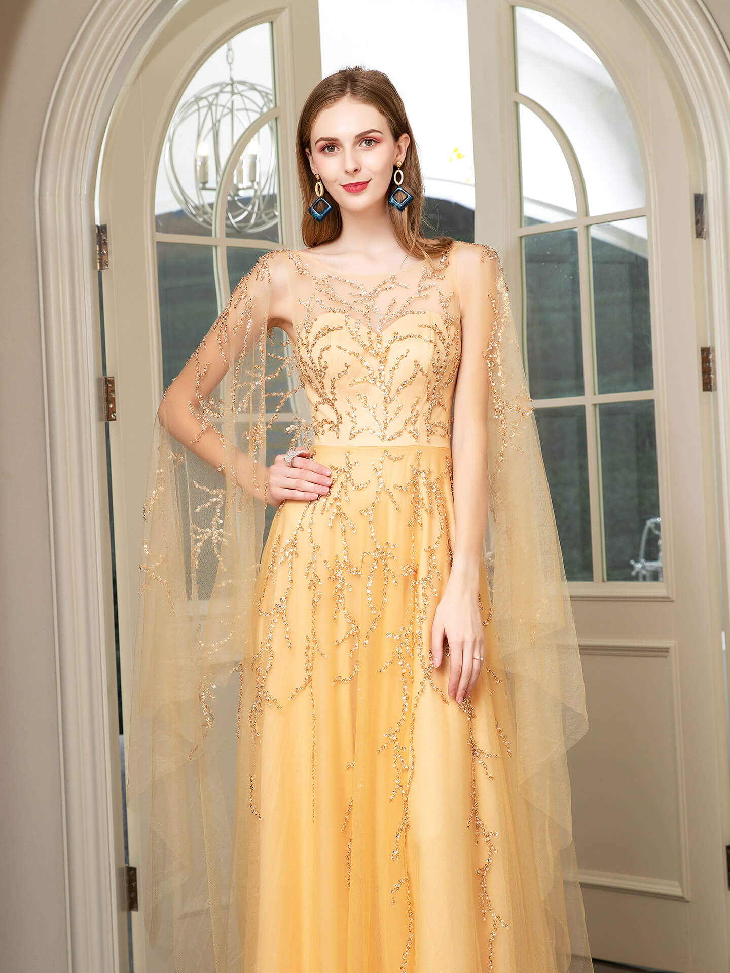 A-line Beaded Luxurious Fashion Formal Evening Dresses Sleeveless Floor Length Prom Dresses