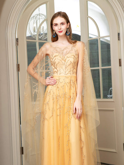 A-line Beaded Luxurious Fashion Formal Evening Dresses Sleeveless Floor Length Prom Dresses