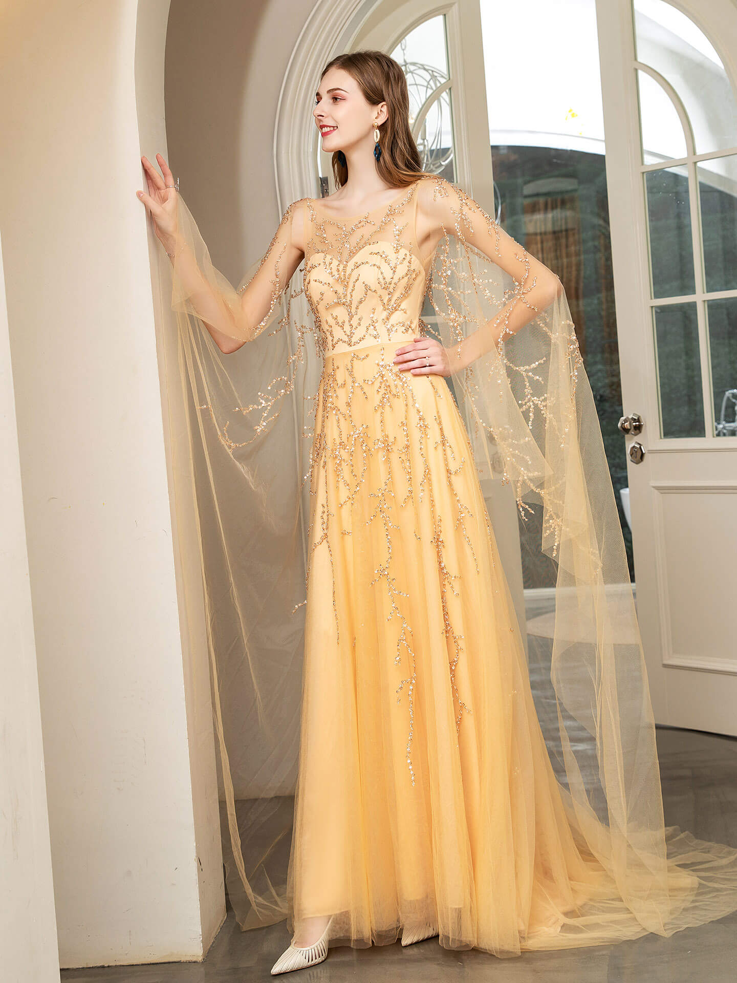 A-line Beaded Luxurious Fashion Formal Evening Dresses Sleeveless Floor Length Prom Dresses