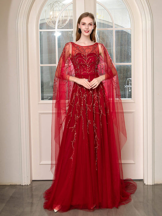 A-line Beaded Luxurious Fashion Formal Evening Dresses Sleeveless Floor Length Prom Dresses