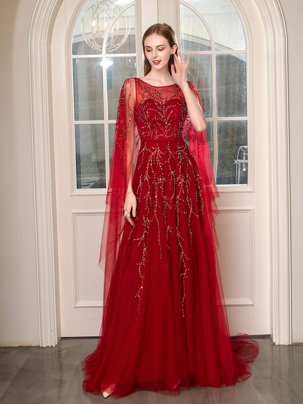 A-line Beaded Luxurious Fashion Formal Evening Dresses Sleeveless Floor Length Prom Dresses