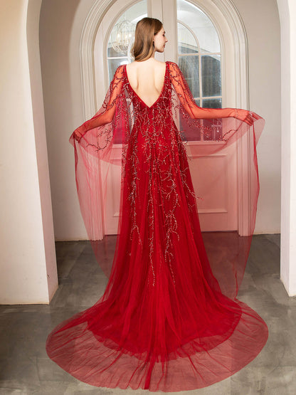 A-line Beaded Luxurious Fashion Formal Evening Dresses Sleeveless Floor Length Prom Dresses