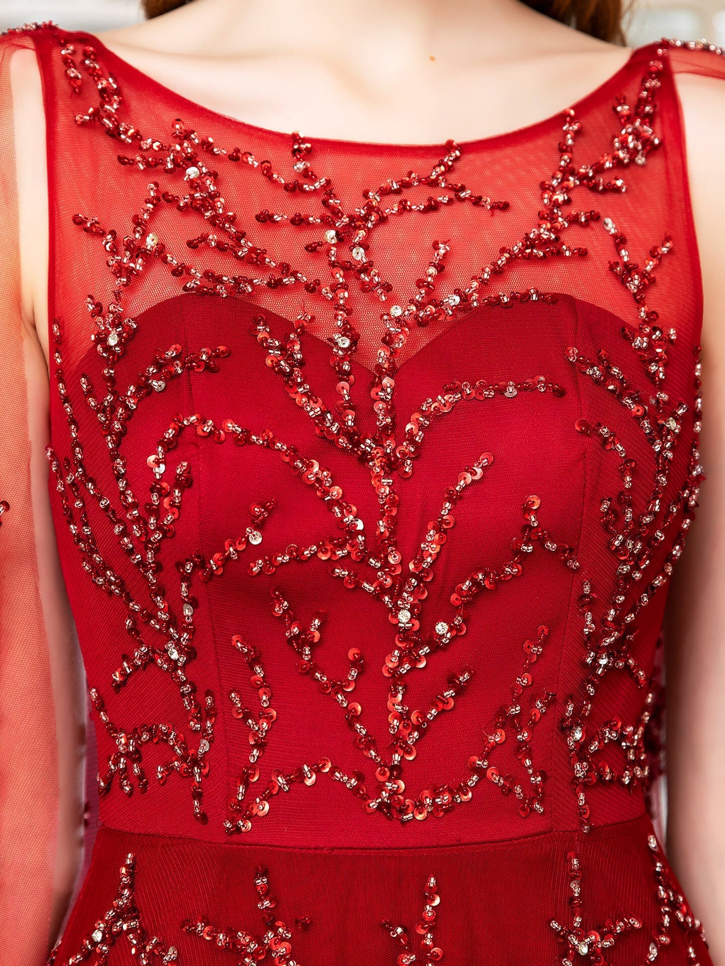 A-line Beaded Luxurious Fashion Formal Evening Dresses Sleeveless Floor Length Prom Dresses