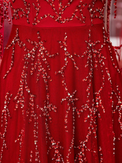 A-line Beaded Luxurious Fashion Formal Evening Dresses Sleeveless Floor Length Prom Dresses