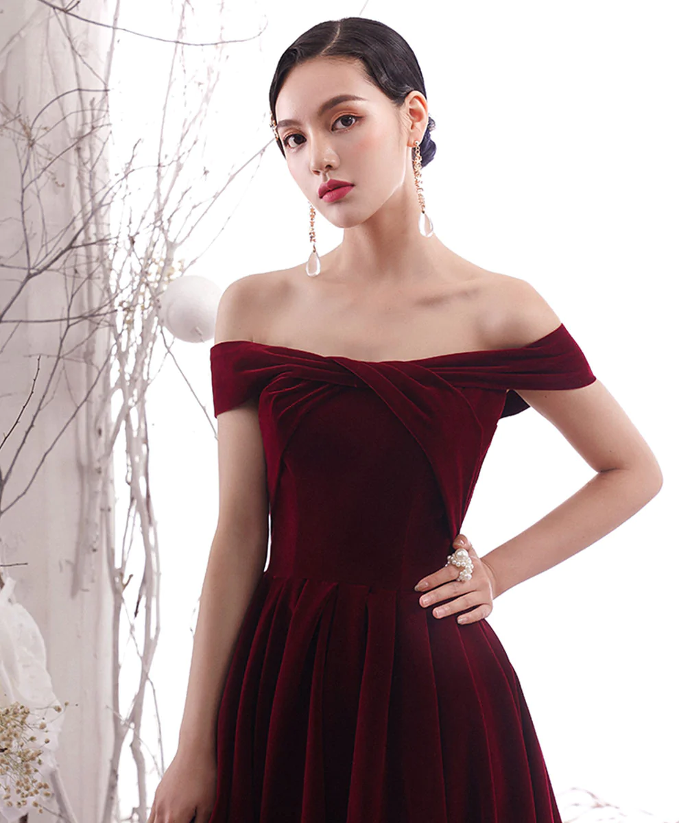 Einfaches Burgunderrotes Langes Ballkleid Burgunderrotes Abendkleid Y1428