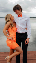 Orange Pailletten Bodycon Kleid, Orange Homecoming Kleid, Partykleid Y2260
