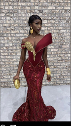 Burgunder afrikanisches Meerjungfrauen-Brautkleid, Verlobungskleid, Meerjungfrauen-Abschlussballkleid Y6520