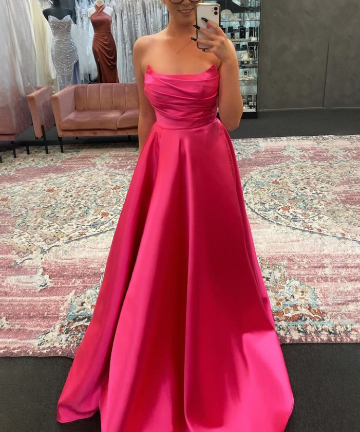 Salbeigrünes trägerloses Satin-Plissee-A-Linien-Ballkleid mit langem Ärmel Y7905
