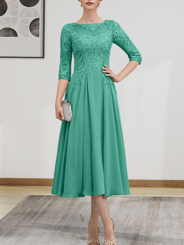 Vestido de gasa con encaje, corte A, ilusión, largo hasta la rodilla, para madre de la novia, con lentejuelas y abalorios