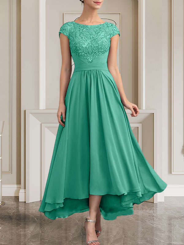Vestido de gasa con encaje y lentejuelas para madre de la novia, corte A, largo hasta el suelo