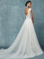 Wedding Dresses With Detachable Train Bride Pants Suit Lace Appliqued Sleeveless Women Brides Outfits Backless Custom-payinti