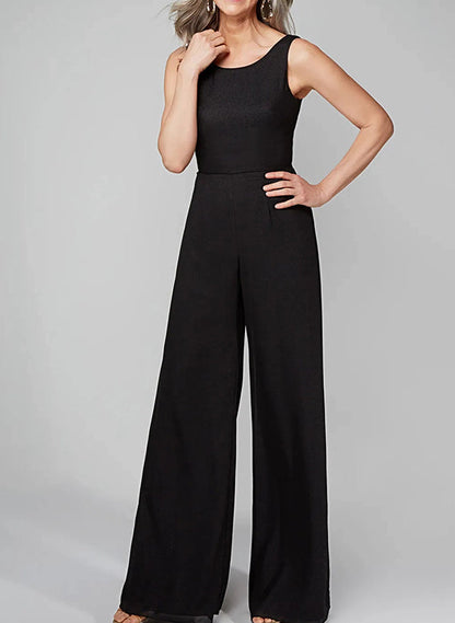 Jumpsuits Scoop Halbarm Chiffon Mutter der Braut Hosenanzüge 