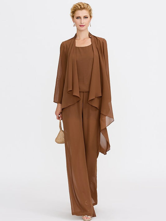 Chiffon-Hosenanzüge für die Mutter der Braut mit Jacke 