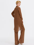 Trajes de pantalón de gasa con chaqueta para madre de la novia