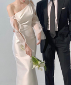 Elegante vestido de novia blanco de corte sirena, vestido de novia blanco Y2652